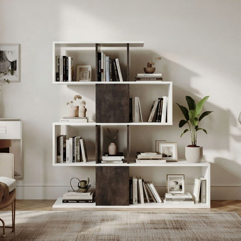 Zaga Oxide Dark Brown and Artic White Bookcase