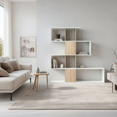 Zaga White And Oak Effect Gloss Bookcase