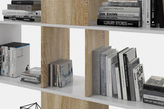 Zaga White And Oak Effect Gloss Bookcase