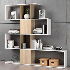 Zaga White And Oak Effect Gloss Bookcase