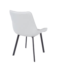 Grey Pu Upholstered Dining Chairs With Black Metal Legs (Pair)