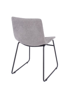 Grey Fabric Upholstered Dining Chairs With Black Metal Legs (Pair)