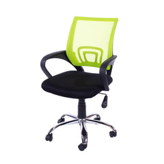 Study Chair In Lime Green Mesh Back, Black Fabric Seat & Chrome Base