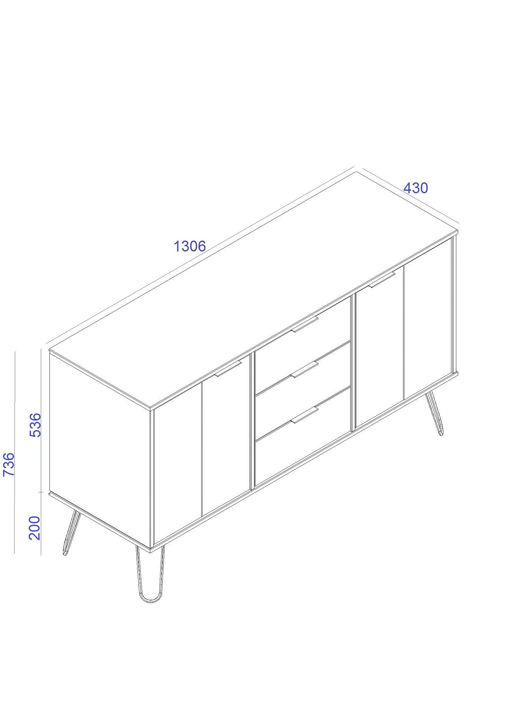 Medium Sideboard With 2 Doors, 3 Drawers