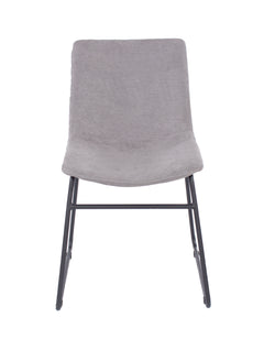 Grey Fabric Upholstered Dining Chairs With Black Metal Legs (Pair)