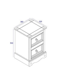 2 Drawer Petite Bedside Cabinet