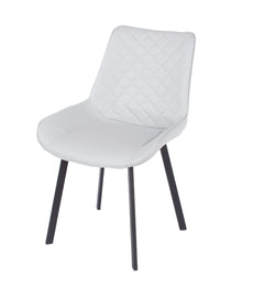 Grey Pu Upholstered Dining Chairs With Black Metal Legs (Pair)