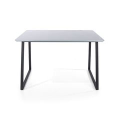 Rectangular Table With Black Metal Legs, High Gloss Grey