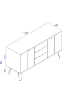Medium Sideboard With 2 Doors, 3 Drawers