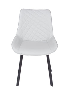Grey Pu Upholstered Dining Chairs With Black Metal Legs (Pair)