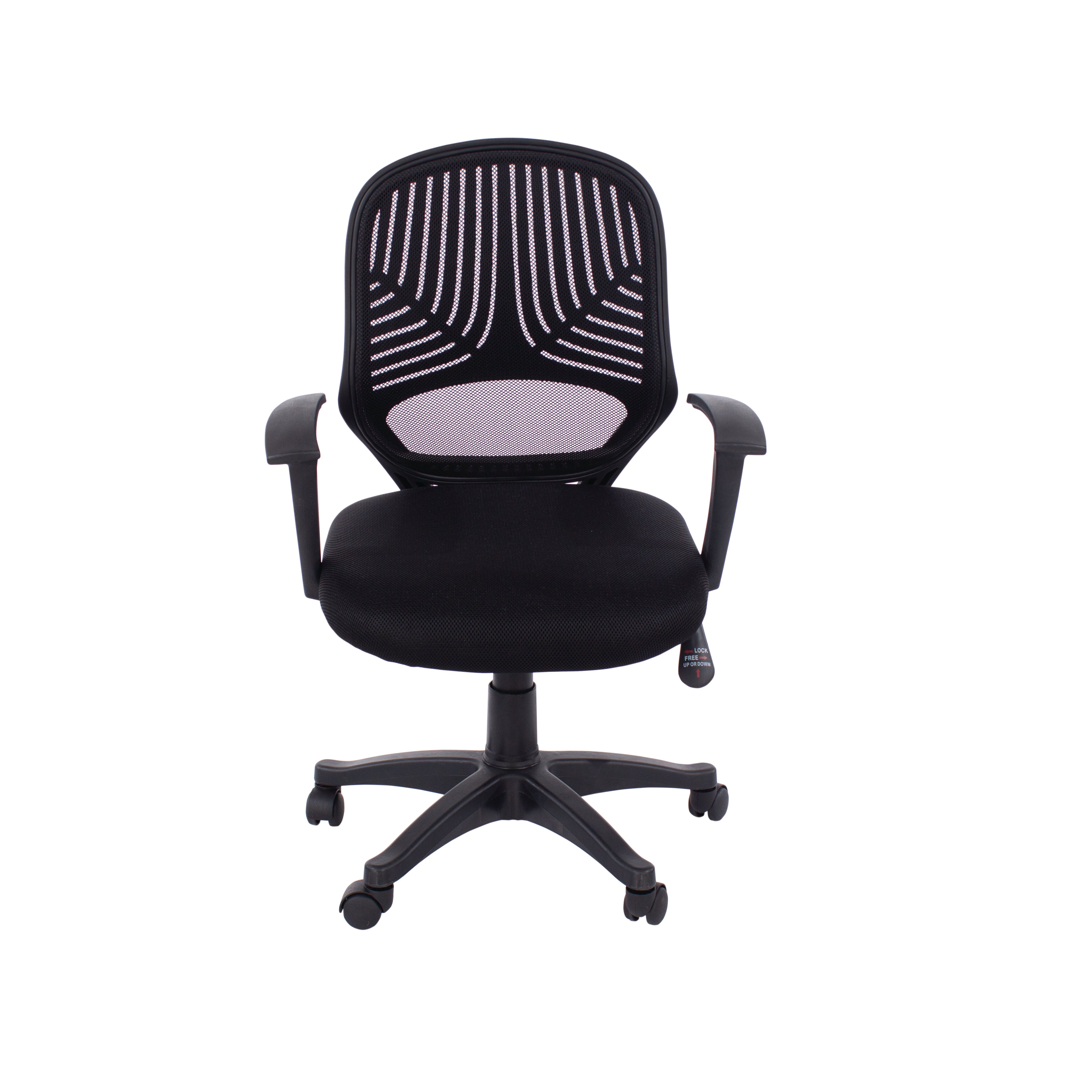 Home Office Chair In Black Mesh Back, Black Fabric Seat & Black Base