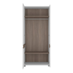 Chelsea 2 Door Wardrobe in White with Oak Trim