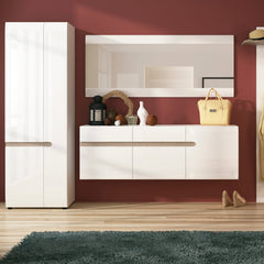 Chelsea 2 Door Wardrobe in White with Oak Trim