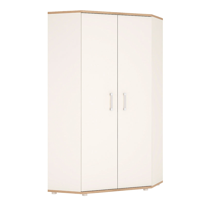 4Kids Corner Wardrobe in Light Oak and white High Gloss (opalino handles)