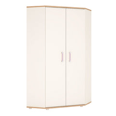 4Kids Corner Wardrobe in Light Oak and white High Gloss (lilac handles)