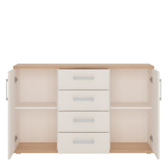 4Kids 2 Door 4 Drawer Sideboard in Light Oak and white High Gloss (opalino handles)