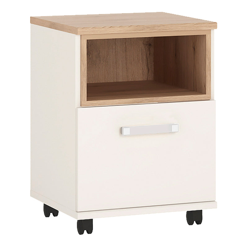 4Kids 1 Door Desk Mobile in Light Oak and white High Gloss (opalino handles)