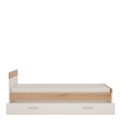 Trundle Single Bed with under Drawer in Light Oak and white High Gloss (opalino handles)