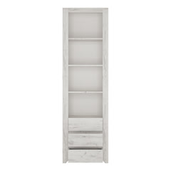 Angel Tall Narrow 3 Drawer Bookcase in White Craft Oak