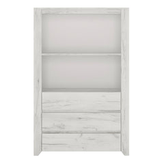 Angel 3 Drawer Cupboard with Open Shelf in White Craft Oak