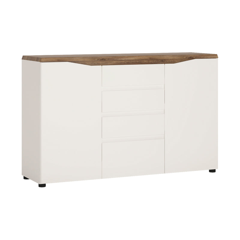 Toledo 2 door 4 drawer sideboard in White and Oak