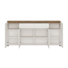 Toledo 4 door 2 drawer sideboard in White and Oak