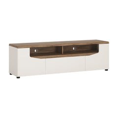 Toledo 2 door 1 drawer wide TV unit in White and Oak