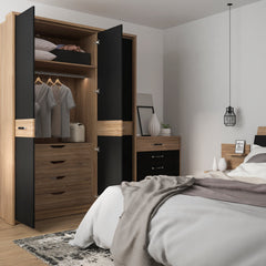 Monaco 140 cm Double Bed Frame in Oak Wood and Black