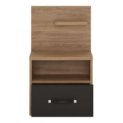 Monaco 1 drawer bedside with open shelf (RH) in Oak and Black