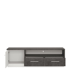 Zingaro 1 door 2 drawer wide TV cabinet in Grey and White