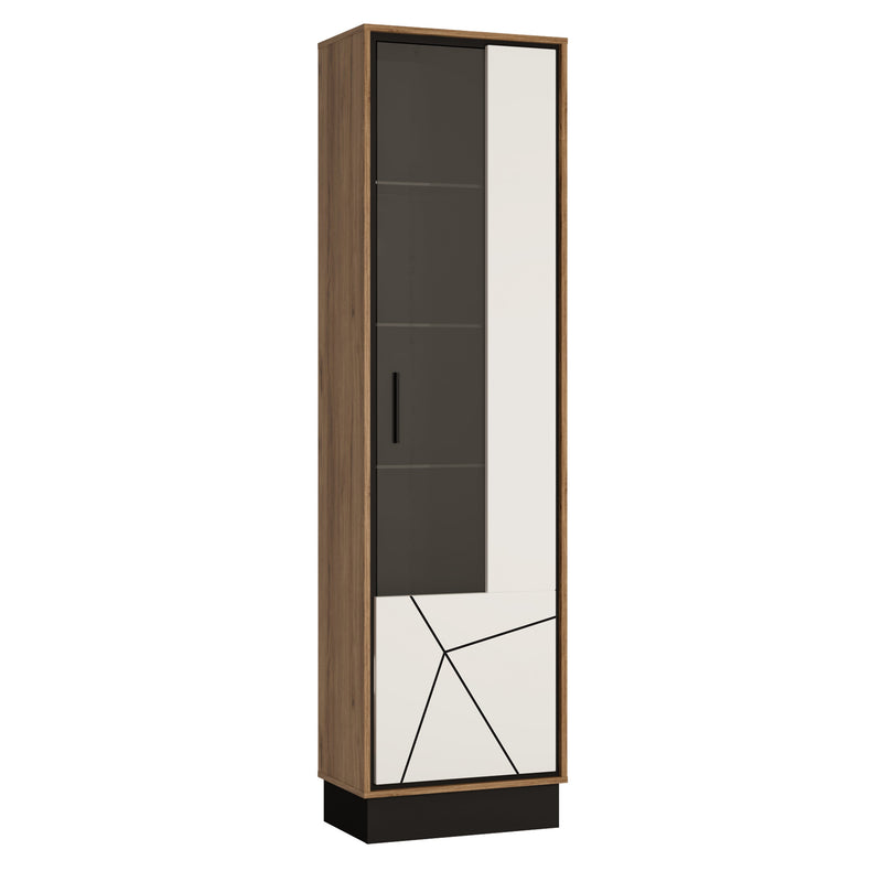 Brolo Tall glazed display cabinet (RH) White, Black, and dark wood