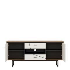 Brolo 2 door 2 drawer TV unit in Walnut and White