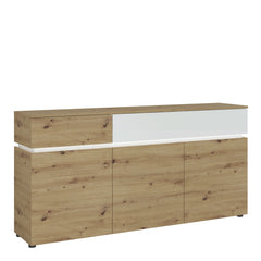 Luci 3 door 2 drawer sideboard (including LED lighting) in White and Oak