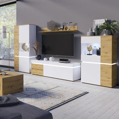 Luci 1 door 2 drawer 150 cm TV unit (including LED lighting) in White and Oak