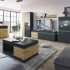 Luci 1 door 2 drawer 150 cm TV unit (including LED lighting) in Platinum and Oak