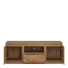 Fribo 2 door 1 drawer 136 cm wide TV cabinet in Oak