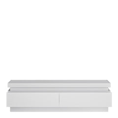 Lyon 2 drawer TV cabinet (including LED lighting) in White and High Gloss