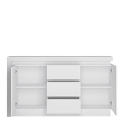 Lyon 2 Door 3 Drawer Sideboard (including LED lighting) in White and High Gloss