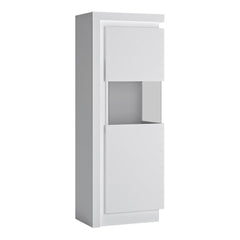 Lyon Narrow display cabinet (RHD) 164.1cm high (including LED lighting) in White and High Gloss