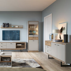 Rivero 2 Door 3 Drawer Sideboard  in Grey and Oak