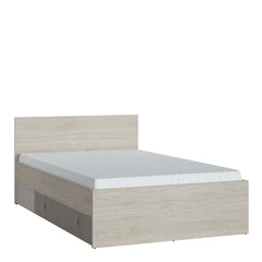 Denim 120cm Small-Double Bed with 1 Drawer in Light Walnut, Grey Fabric Effect and Cashmere