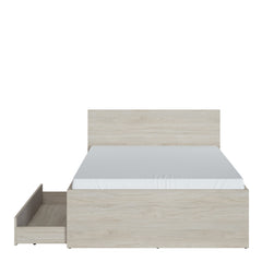 Denim 120cm Small-Double Bed with 1 Drawer in Light Walnut, Grey Fabric Effect and Cashmere