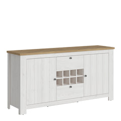 Celesto 2 Door 2 Drawer Sideboard with 3 Door Display Top Unit in White and Oak