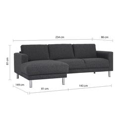 Cleveland Chaiselongue Sofa (LH) in Nova Anthracite