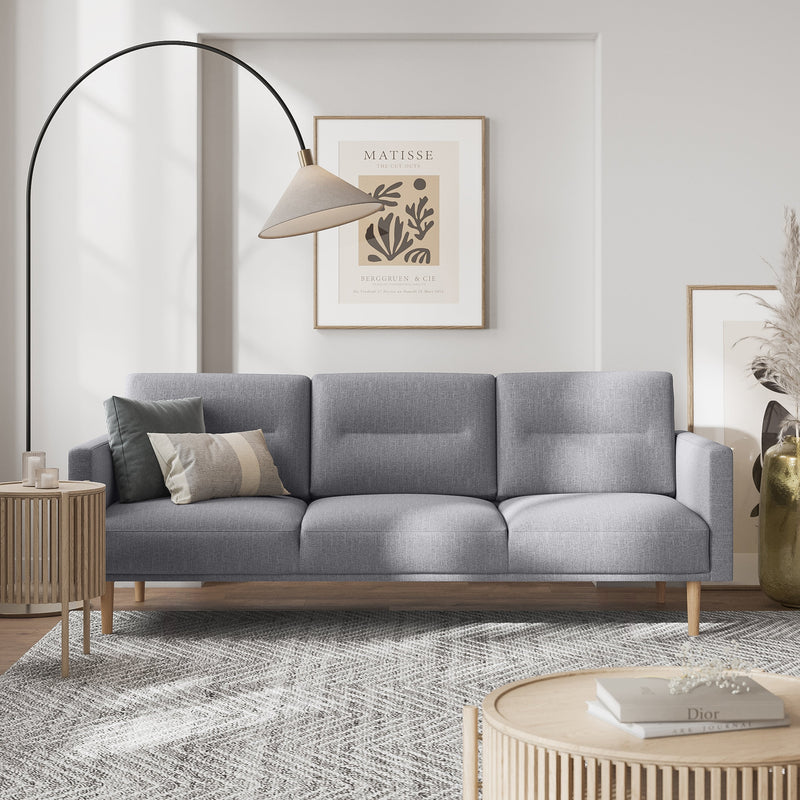 Larvik 3 Seater Sofa - Grey, Oak Legs