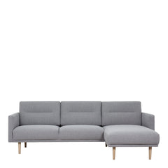 Larvik Chaiselongue Sofa (RH) - Grey, Oak Legs