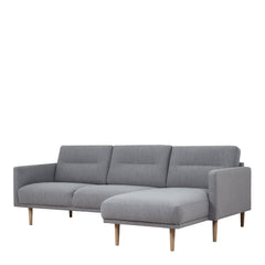 Larvik Chaiselongue Sofa (RH) - Grey, Oak Legs