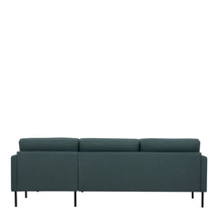 Larvik Chaiselongue Sofa (RH) - Dark Green, Black Legs