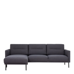 Larvik Chaiselongue Sofa (LH) - Anthracite , Black Legs