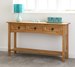 Corona 3 Drawer Console Table With Shelf